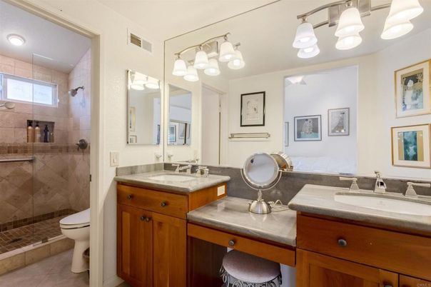 Bathroom, Dual Sink Vanities, Glass Shower, Interior, Recessed Lighting