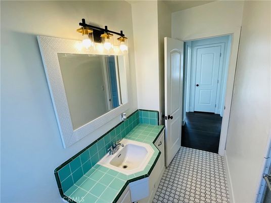 Bathroom, Interior, Tile Countertops, Wood Texture Flooring