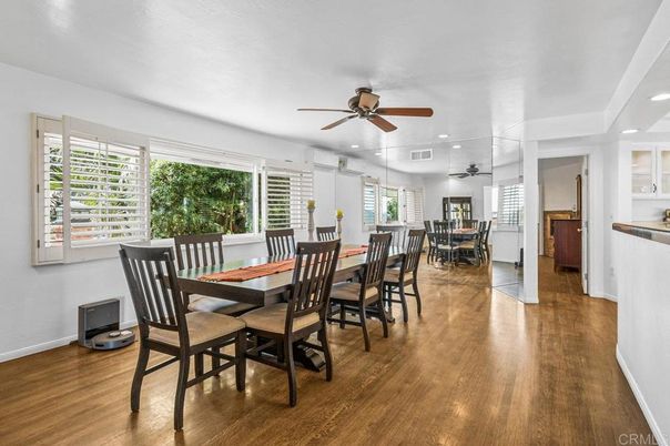 Dining room, Interior, Recessed Lighting, Wood Texture Flooring