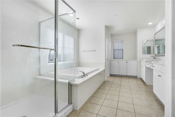 Bathroom, Dual Sink Vanities, Glass Shower, Interior, Recessed Lighting