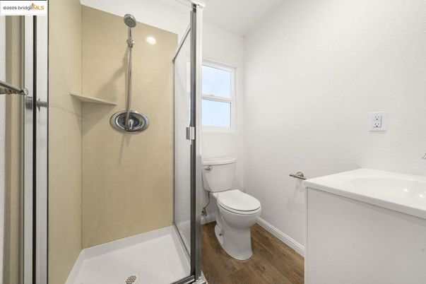 Bathroom, Glass Shower, Interior, Wood Texture Flooring