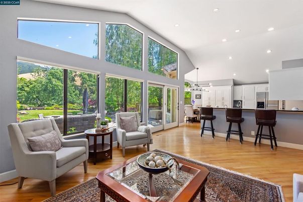 Interior, Kitchen, Living room, Pendant Lights, Recessed Lighting, Wood Texture Flooring