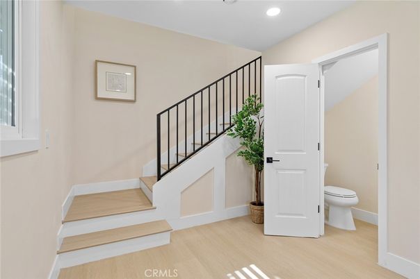 Bathroom, Interior, Recessed Lighting, Wood Texture Flooring