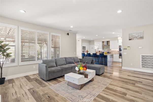 Interior, Kitchen, Living room, Recessed Lighting, Wood Texture Flooring