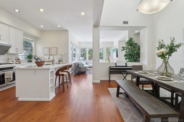 Dining room, Interior, Kitchen, Recessed Lighting, Wood Texture Flooring