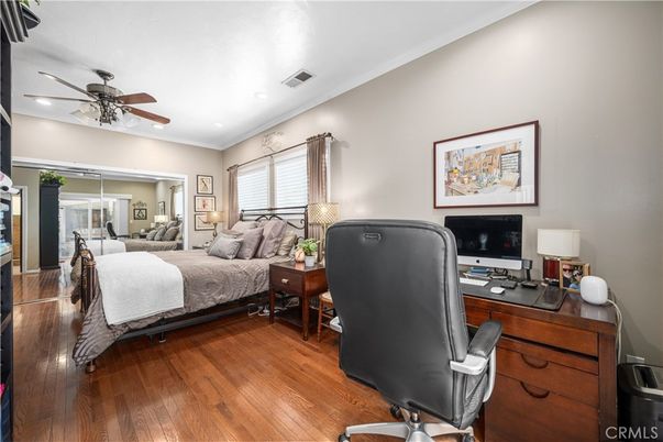 Bedroom, Home Office, Interior, Recessed Lighting, Wood Texture Flooring