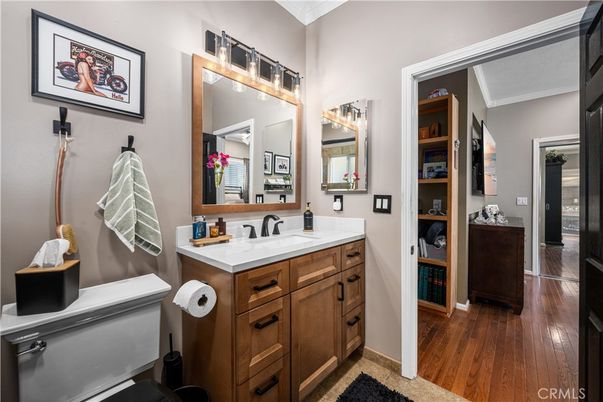 Bathroom, Dual Sink Vanities, Interior, Wood Texture Flooring