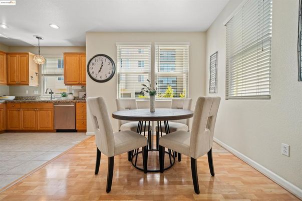 Chandelier, Dining room, Interior, Kitchen, Recessed Lighting, Wood Texture Flooring