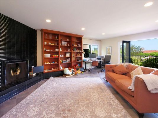 Fireplace, Home Office, Interior, Living room, Recessed Lighting