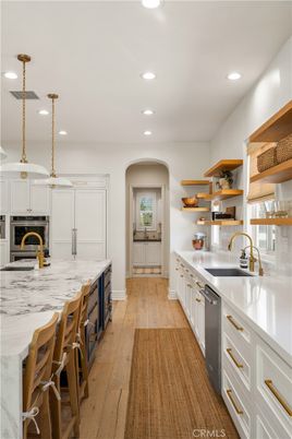 Interior, Kitchen, Pendant Lights, Recessed Lighting, Wood Texture Flooring