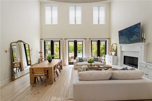 Dining room, Fireplace, Interior, Living room, Wood Texture Flooring