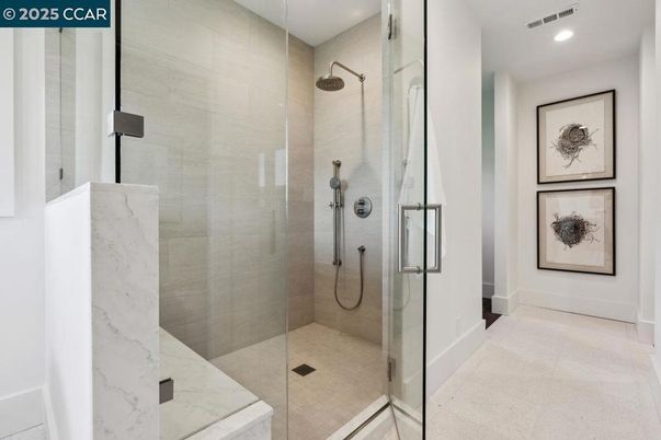 Bathroom, Glass Shower, Interior, Recessed Lighting