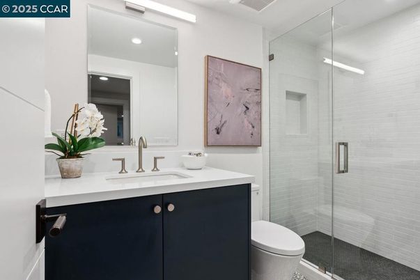 Bathroom, Glass Shower, Interior, Recessed Lighting