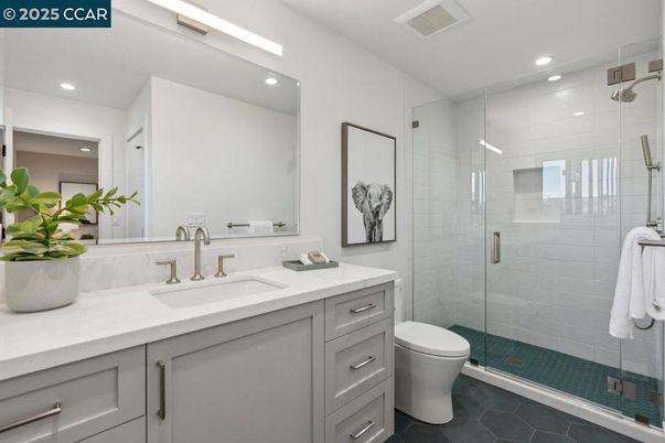 Bathroom, Glass Shower, Interior, Recessed Lighting