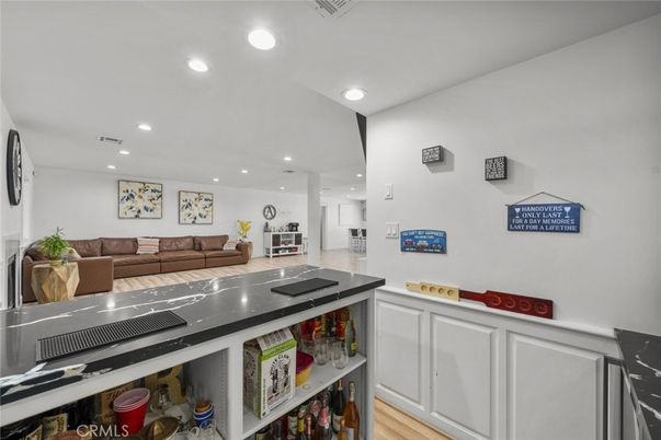 Interior, Kitchen, Living room, Recessed Lighting, Wood Texture Flooring