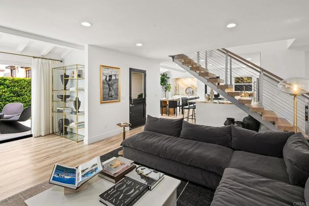 Dining room, Interior, Living room, Recessed Lighting, Wood Texture Flooring