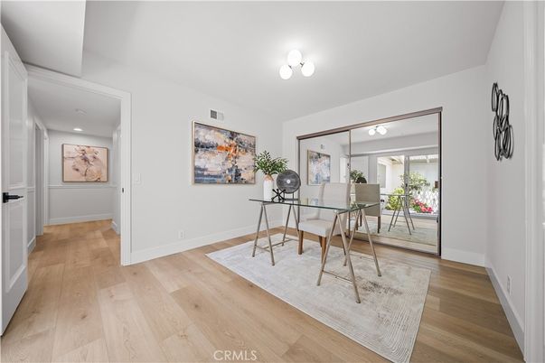 Home Office, Interior, Recessed Lighting, Wood Texture Flooring