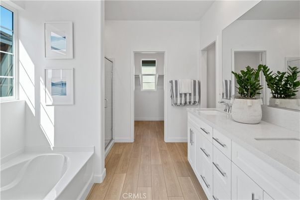 Bathroom, Dual Sink Vanities, Interior, Wood Texture Flooring