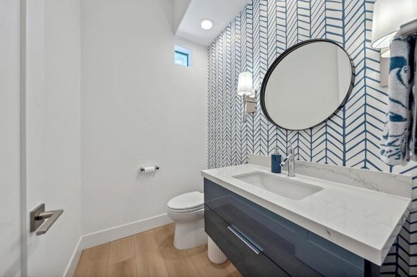Bathroom, Interior, Recessed Lighting, Wood Texture Flooring