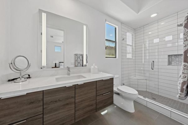 Bathroom, Dual Sink Vanities, Glass Shower, Interior, Recessed Lighting