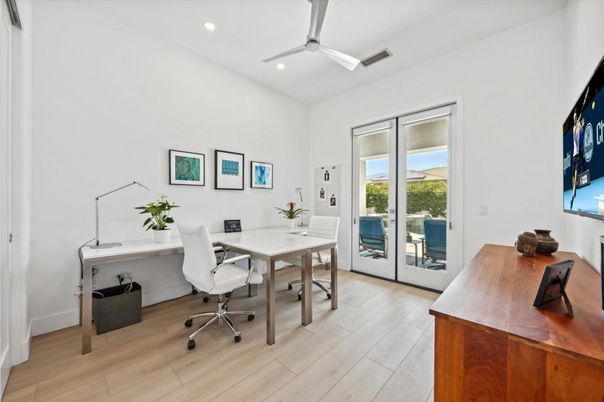Home Office, Interior, Recessed Lighting, Wood Texture Flooring
