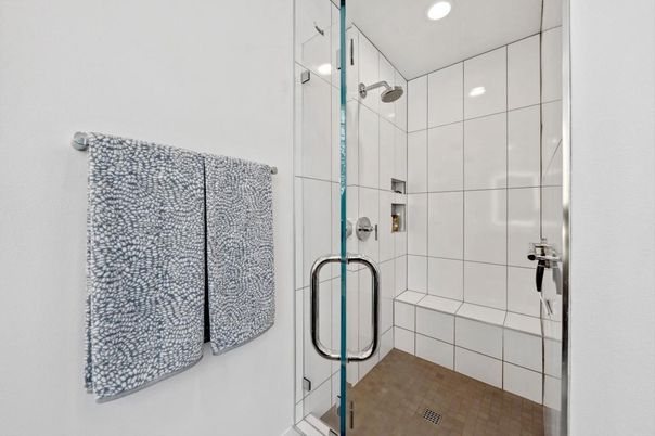 Bathroom, Glass Shower, Interior, Recessed Lighting