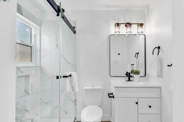 Bathroom, Glass Shower, Interior, Marble Walls