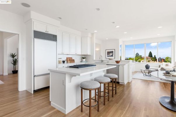 Dining room, Interior, Kitchen, Recessed Lighting, Wood Texture Flooring