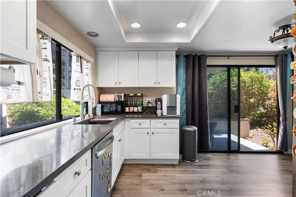 Interior, Kitchen, Recessed Lighting, Wood Texture Flooring
