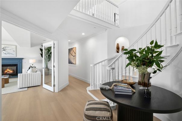 Fireplace, Interior, Recessed Lighting, Wood Texture Flooring