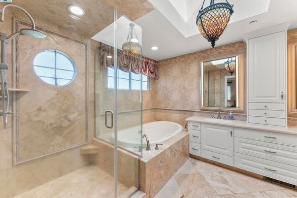 Bathroom, Glass Shower, Interior, Recessed Lighting