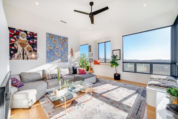 Interior, Living room, Recessed Lighting, Wood Texture Flooring