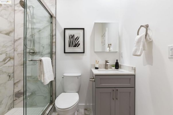Bathroom, Glass Shower, Interior, Marble Walls