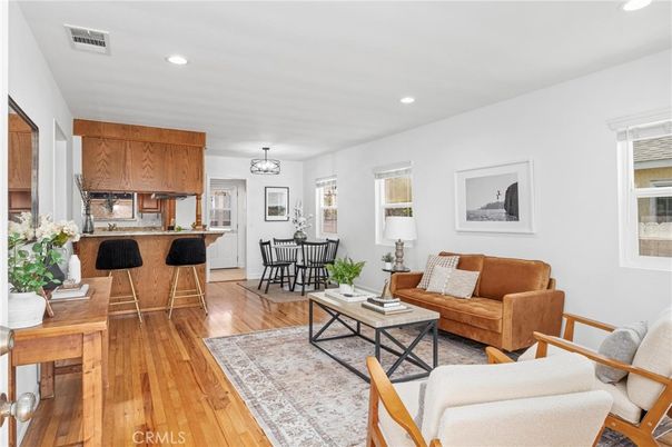 Dining room, Interior, Kitchen, Living room, Recessed Lighting, Wood Texture Flooring