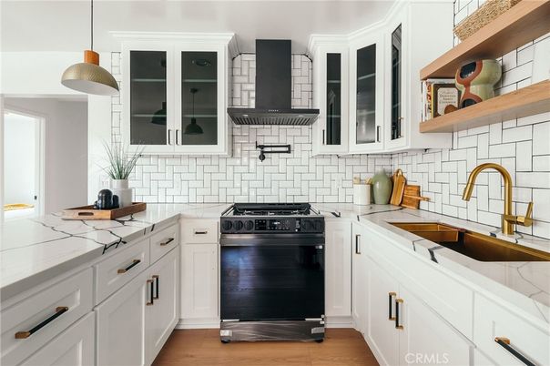 Interior, Kitchen, Pendant Lights, Stainless Steel Appliances, Wood Texture Flooring