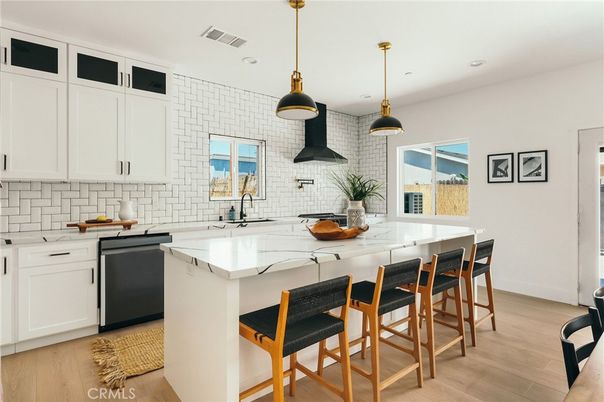 Interior, Kitchen, Pendant Lights, Recessed Lighting, Wood Texture Flooring
