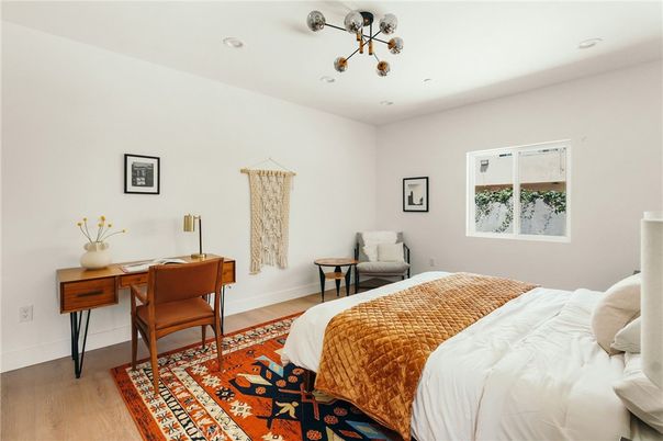 Bedroom, Home Office, Interior, Recessed Lighting, Wood Texture Flooring
