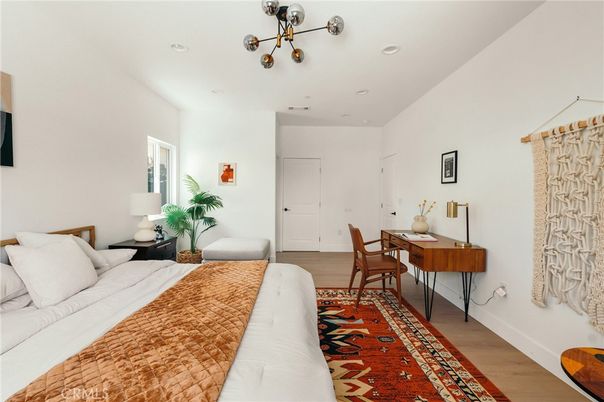 Bedroom, Home Office, Interior, Recessed Lighting, Wood Texture Flooring