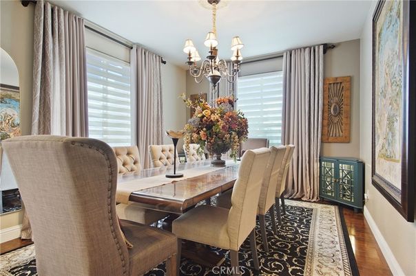 Chandelier, Dining room, Interior, Wood Texture Flooring