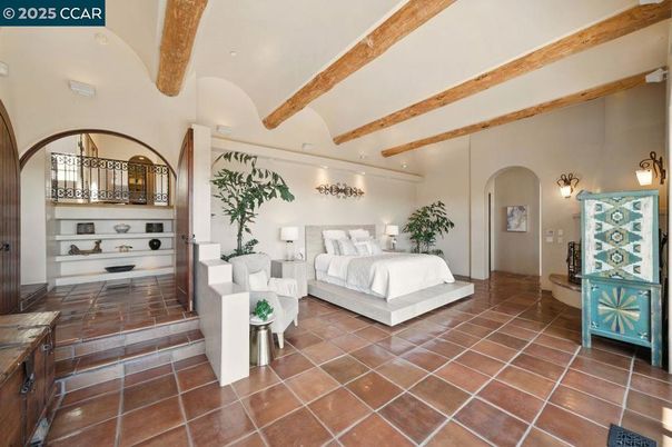 Bedroom, Interior, Recessed Lighting, Wooden Beams