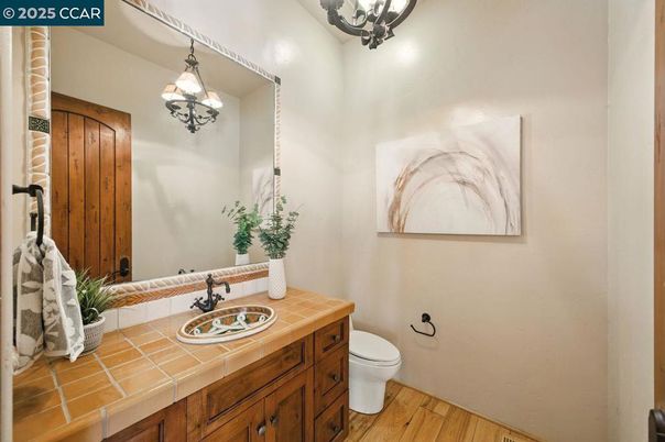 Bathroom, Interior, Tile Countertops, Wood Texture Flooring
