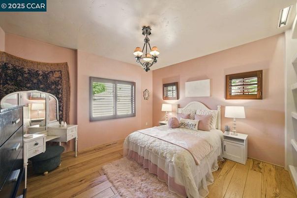 Bedroom, Chandelier, Interior, Wood Texture Flooring