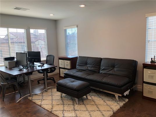 Home Office, Interior, Recessed Lighting, Wood Texture Flooring
