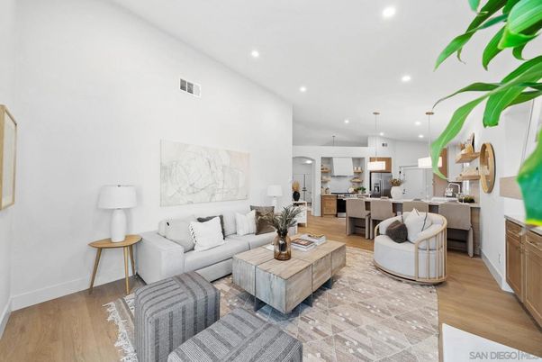 Interior, Kitchen, Living room, Pendant Lights, Recessed Lighting, Wood Texture Flooring