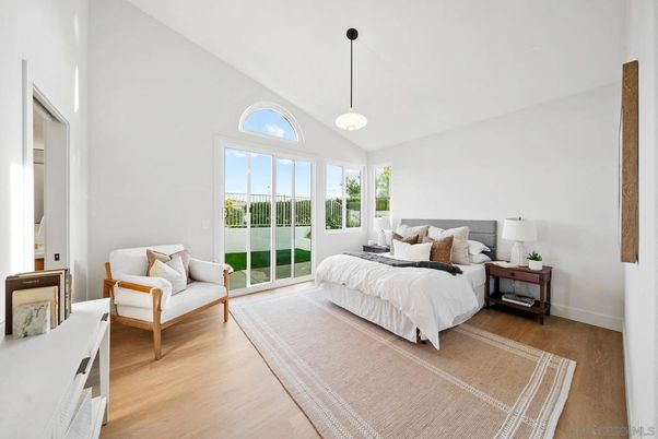 Bedroom, Interior, Pendant Lights, Wood Texture Flooring