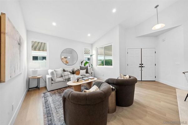 Interior, Living room, Pendant Lights, Recessed Lighting, Wood Texture Flooring