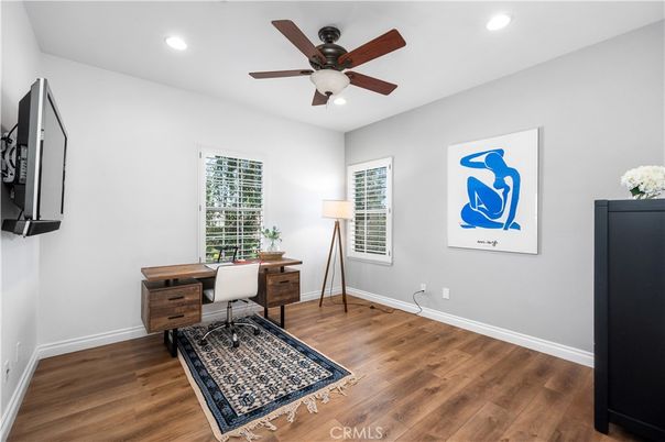 Home Office, Interior, Recessed Lighting, Wood Texture Flooring