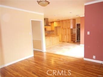Empty room, Interior, Kitchen, Recessed Lighting, Wood Texture Flooring