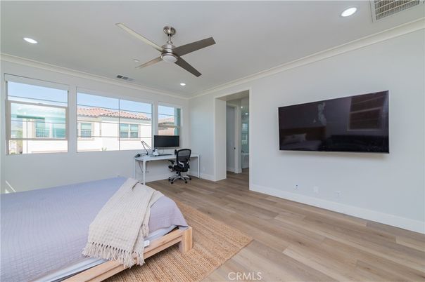 Bedroom, Home Office, Interior, Recessed Lighting, Wood Texture Flooring