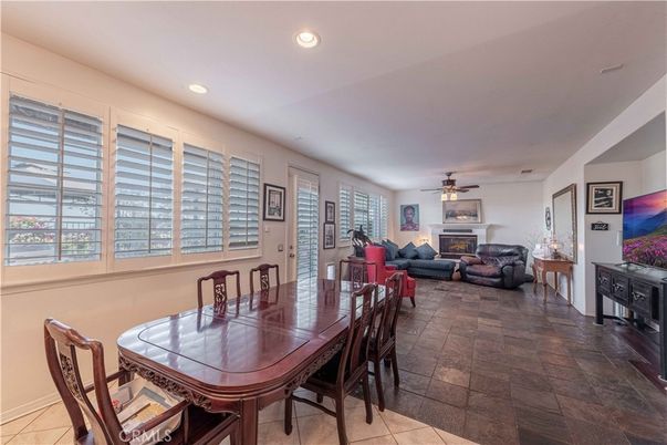 Dining room, Fireplace, Interior, Living room, Recessed Lighting